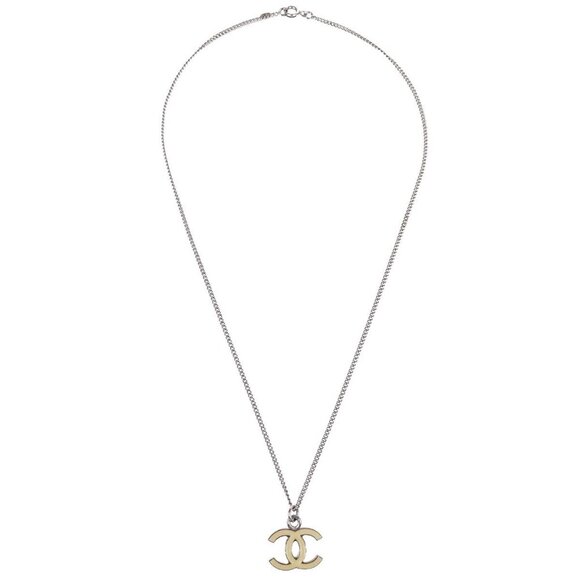 Chanel CC Chain Necklace Silver White - Picture 1 of 8